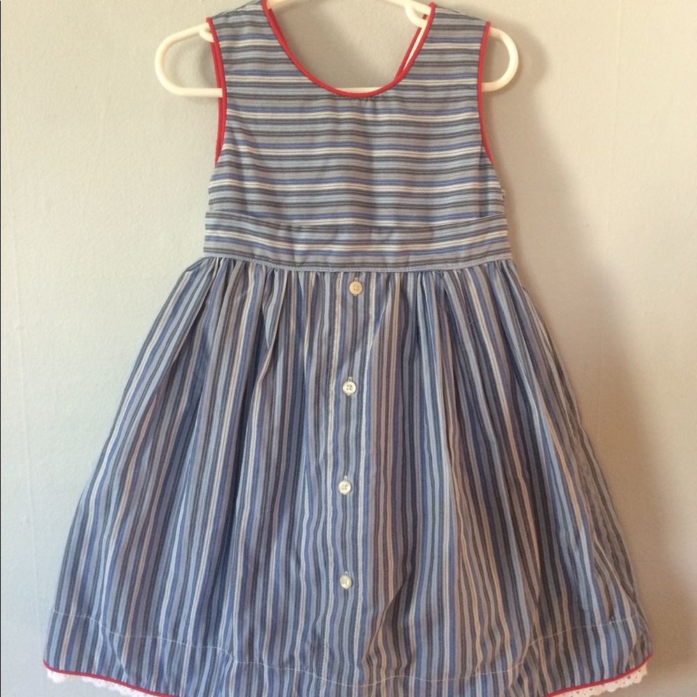 Hand sewn girls pinstripe dress